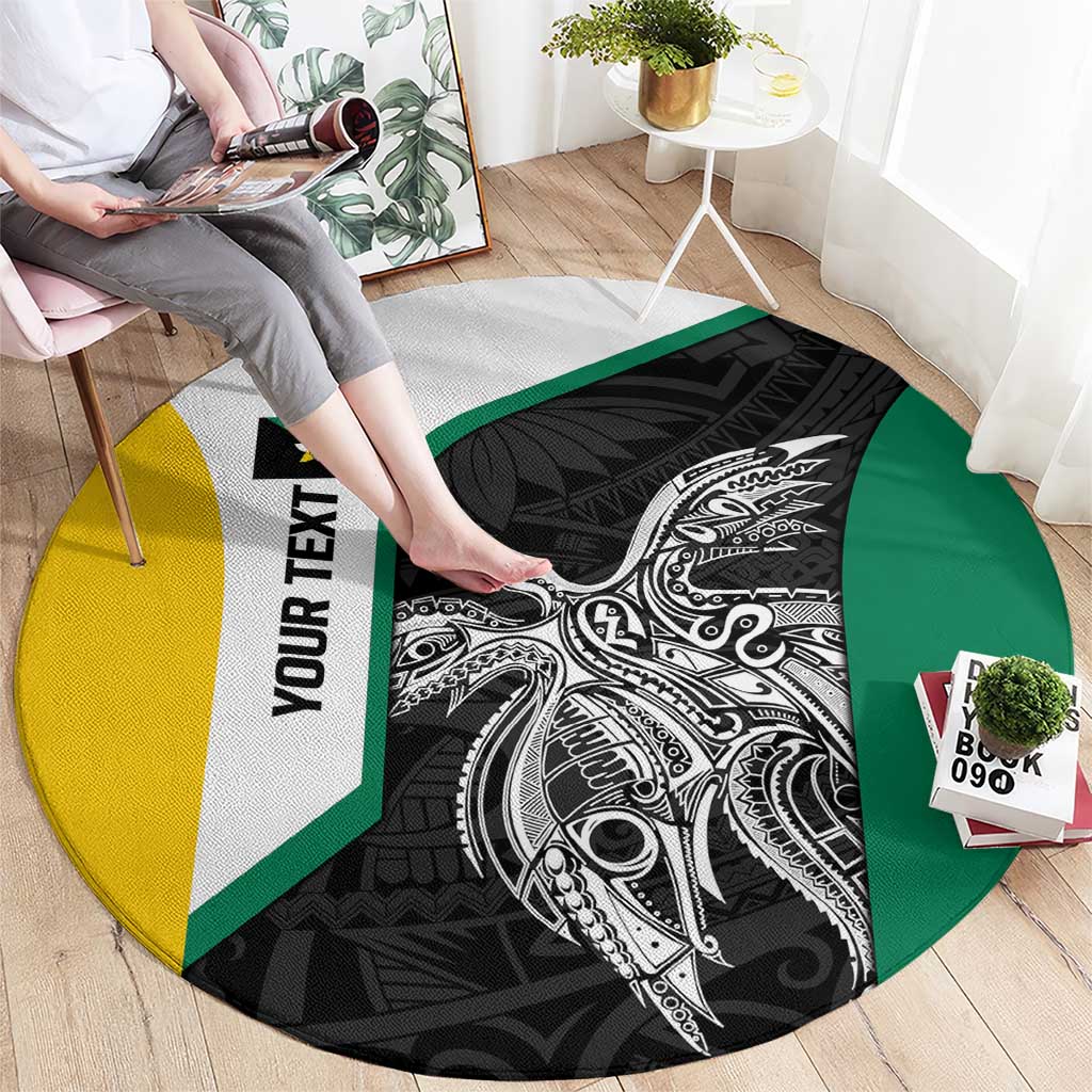 Personalised PNG Enga Province Round Carpet Bird of Paradise Tattoo Flag Motif - Polynesian Pride