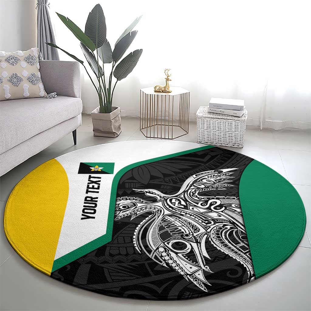 Personalised PNG Enga Province Round Carpet Bird of Paradise Tattoo Flag Motif - Polynesian Pride