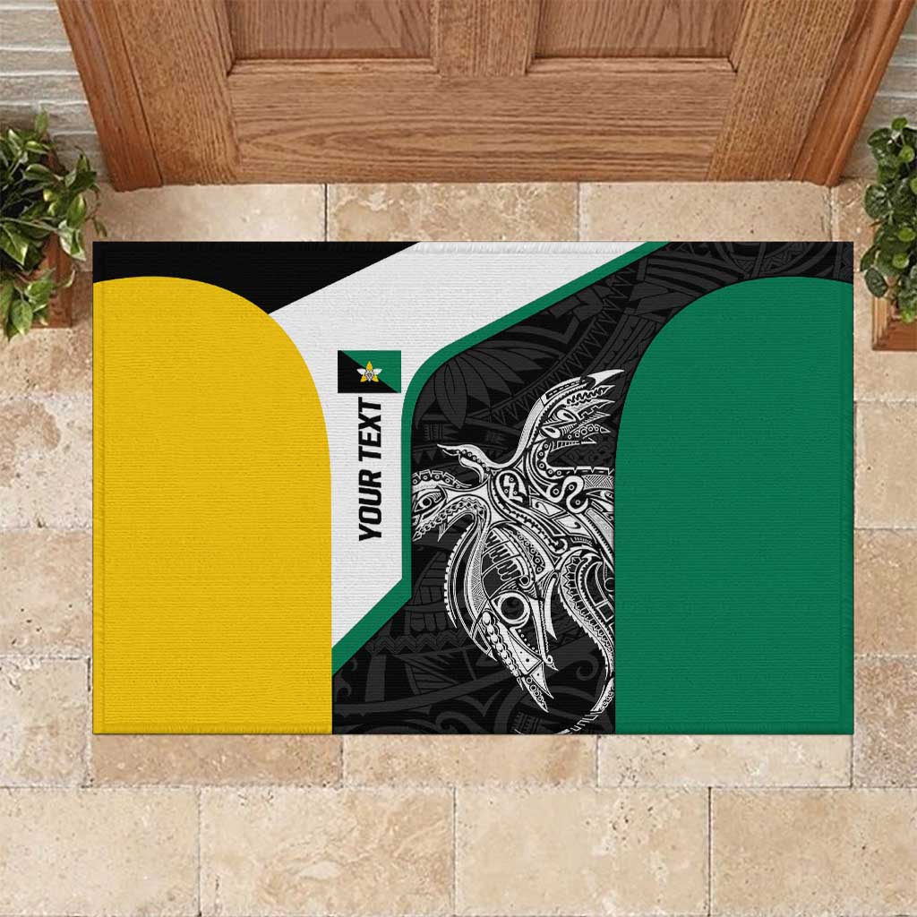 Personalised PNG Enga Province Rubber Doormat Bird of Paradise Tattoo Flag Motif - Polynesian Pride