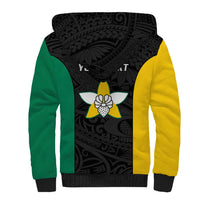 Personalised PNG Enga Province Sherpa Hoodie Bird of Paradise Tattoo Flag Motif - Polynesian Pride