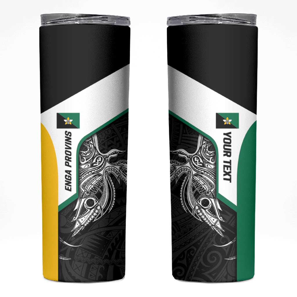 Personalised PNG Enga Province Skinny Tumbler Bird of Paradise Tattoo Flag Motif - Polynesian Pride