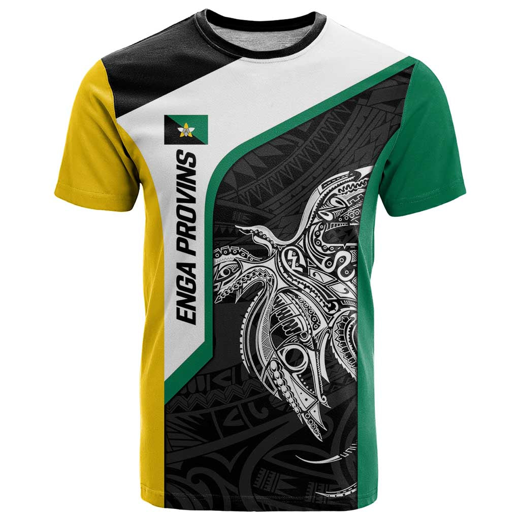 Personalised PNG Enga Province T Shirt Bird of Paradise Tattoo Flag Motif - Polynesian Pride