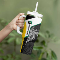 Personalised PNG Enga Province Tumbler With Handle Bird of Paradise Tattoo Flag Motif - Polynesian Pride