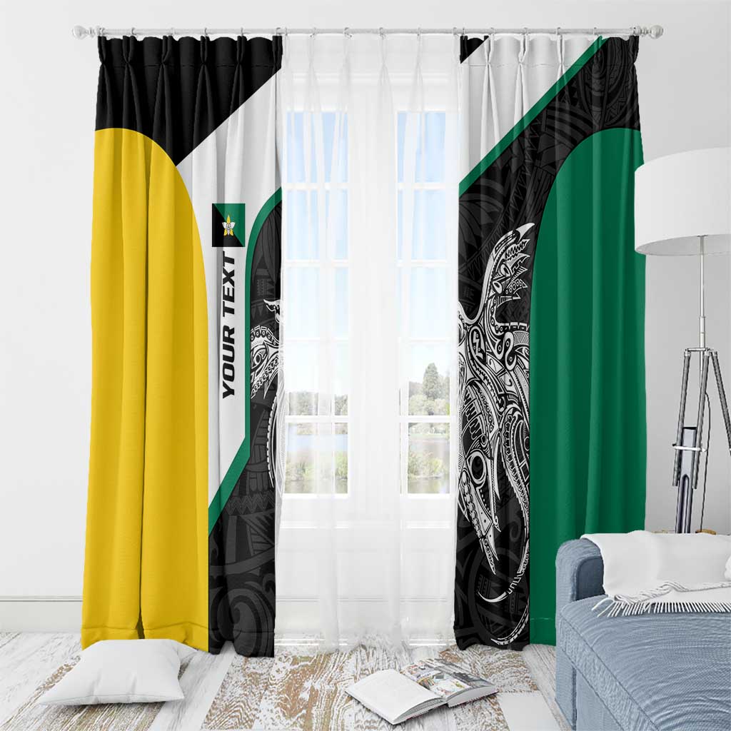 Personalised PNG Enga Province Window Curtain Bird of Paradise Tattoo Flag Motif - Polynesian Pride