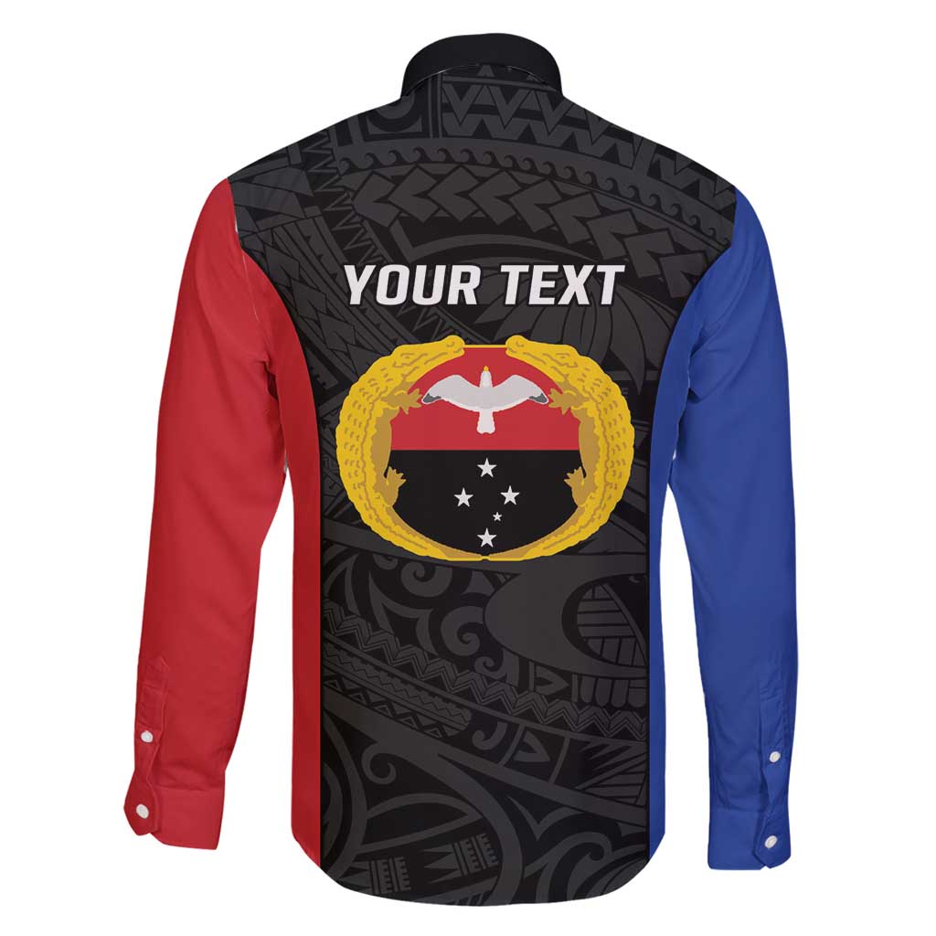 Personalised PNG Gulf Province Family Matching Long Sleeve Bodycon Dress and Hawaiian Shirt Bird of Paradise Tattoo Flag Motif - Polynesian Pride