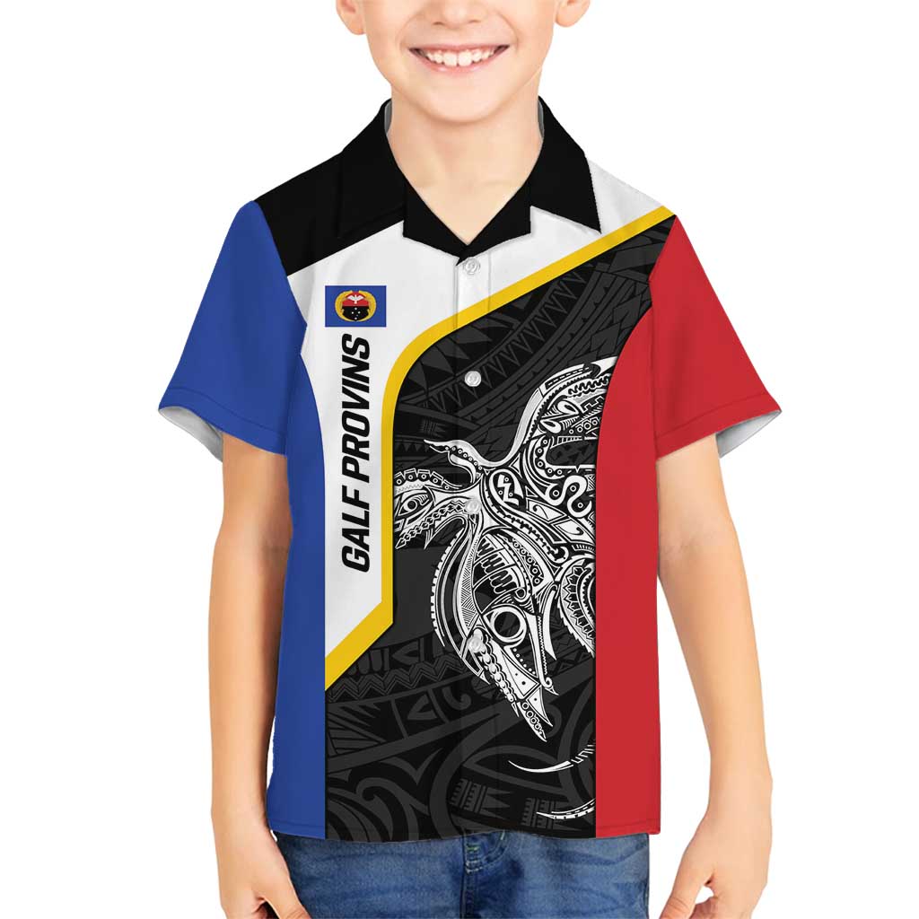 Personalised PNG Gulf Province Family Matching Off Shoulder Maxi Dress and Hawaiian Shirt Bird of Paradise Tattoo Flag Motif - Polynesian Pride