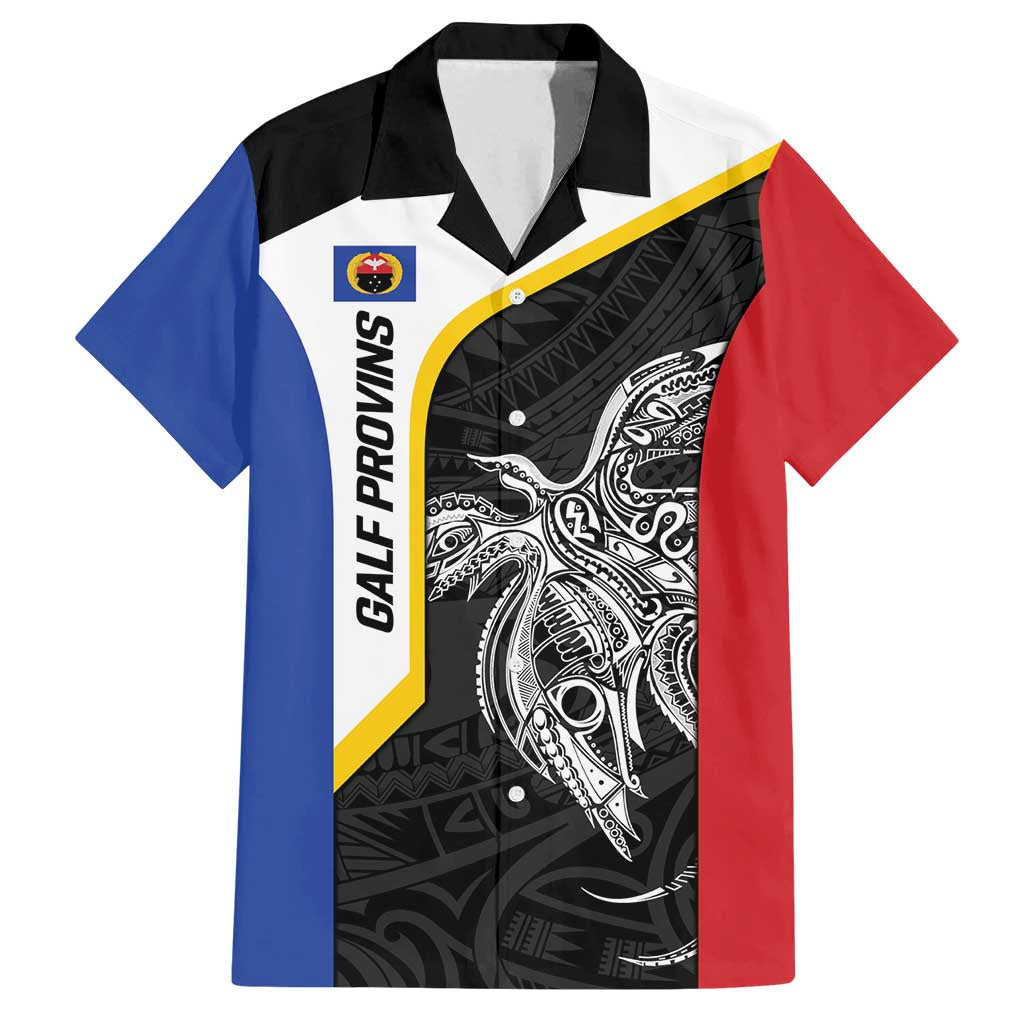 Personalised PNG Gulf Province Family Matching Off Shoulder Short Dress and Hawaiian Shirt Bird of Paradise Tattoo Flag Motif - Polynesian Pride