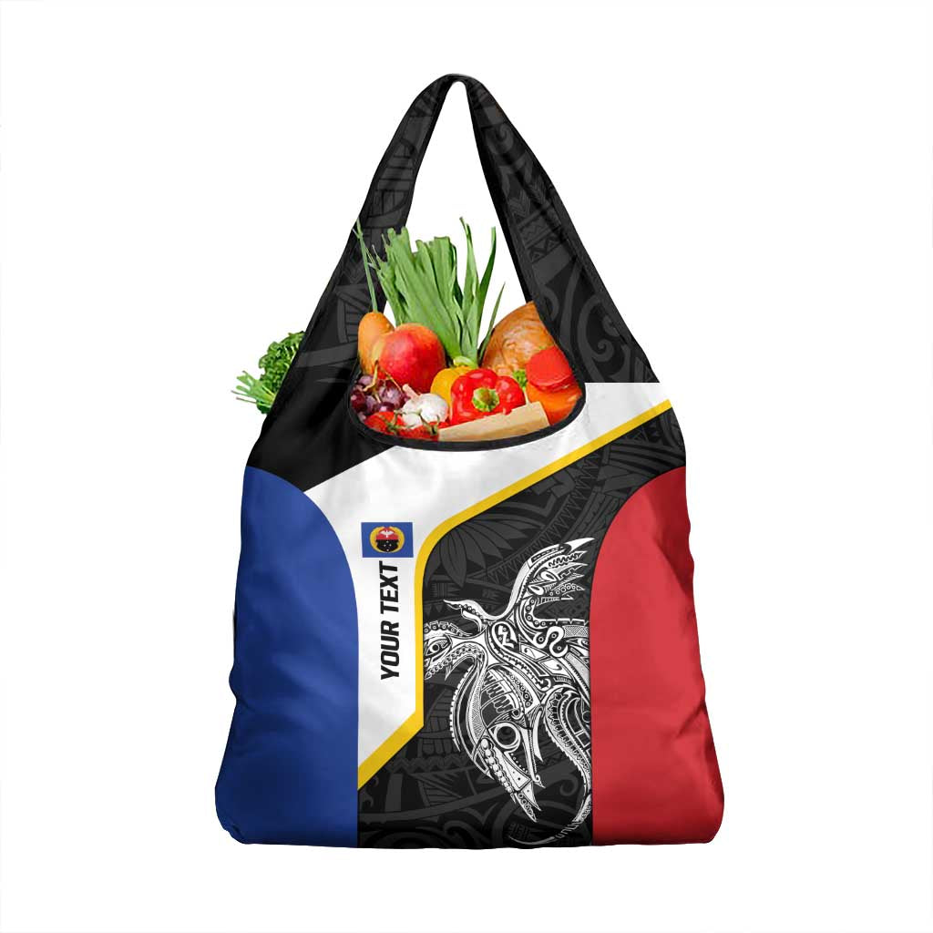 Personalised PNG Gulf Province Grocery Bag Bird of Paradise Tattoo Flag Motif - Polynesian Pride