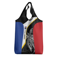 Personalised PNG Gulf Province Grocery Bag Bird of Paradise Tattoo Flag Motif - Polynesian Pride