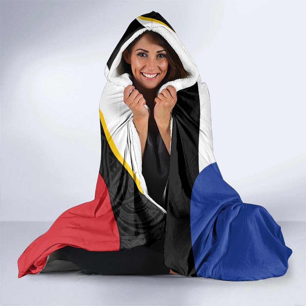 Personalised PNG Gulf Province Hooded Blanket Bird of Paradise Tattoo Flag Motif - Polynesian Pride