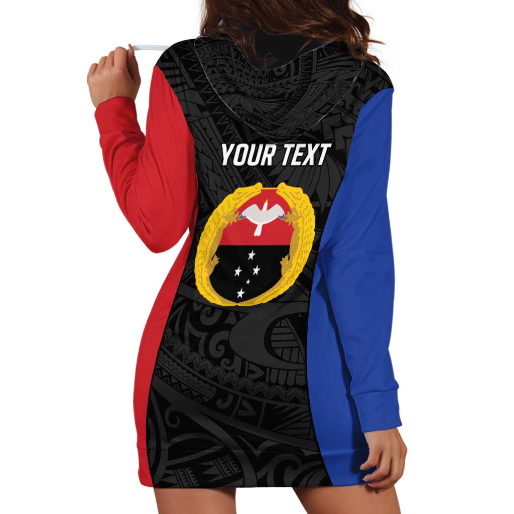 Personalised PNG Gulf Province Hoodie Dress Bird of Paradise Tattoo Flag Motif - Polynesian Pride