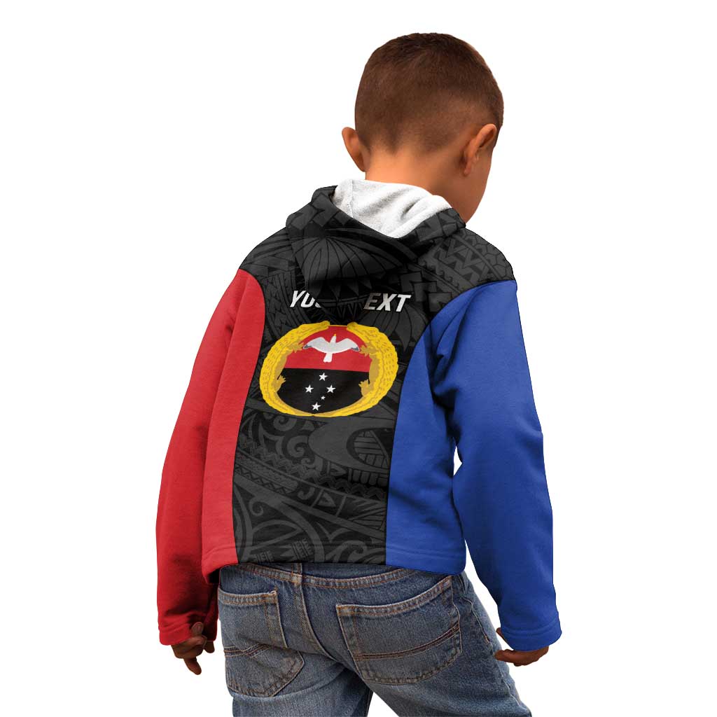 Personalised PNG Gulf Province Kid Hoodie Bird of Paradise Tattoo Flag Motif - Polynesian Pride
