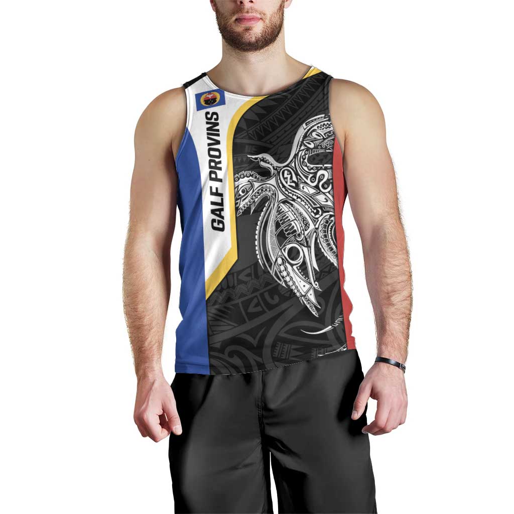 Personalised PNG Gulf Province Men Tank Top Bird of Paradise Tattoo Flag Motif - Polynesian Pride