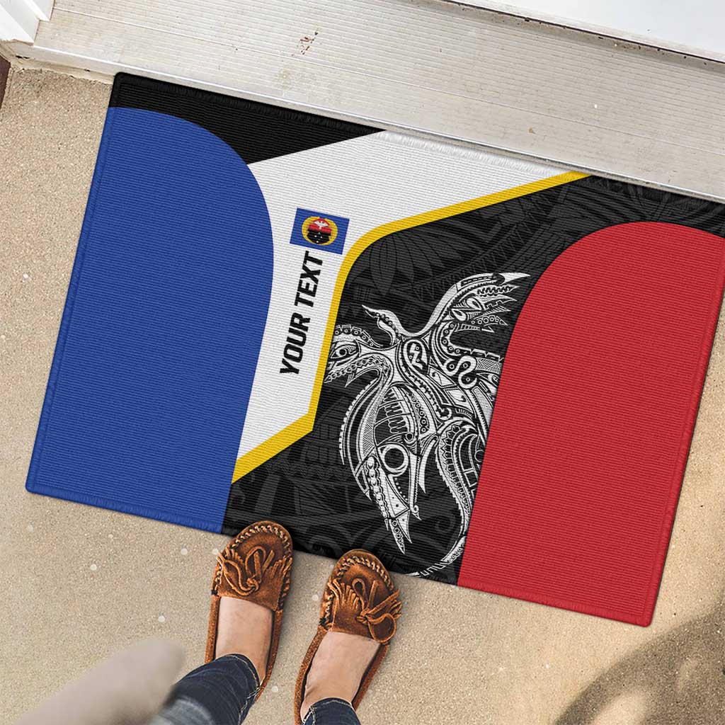 Personalised PNG Gulf Province Rubber Doormat Bird of Paradise Tattoo Flag Motif - Polynesian Pride