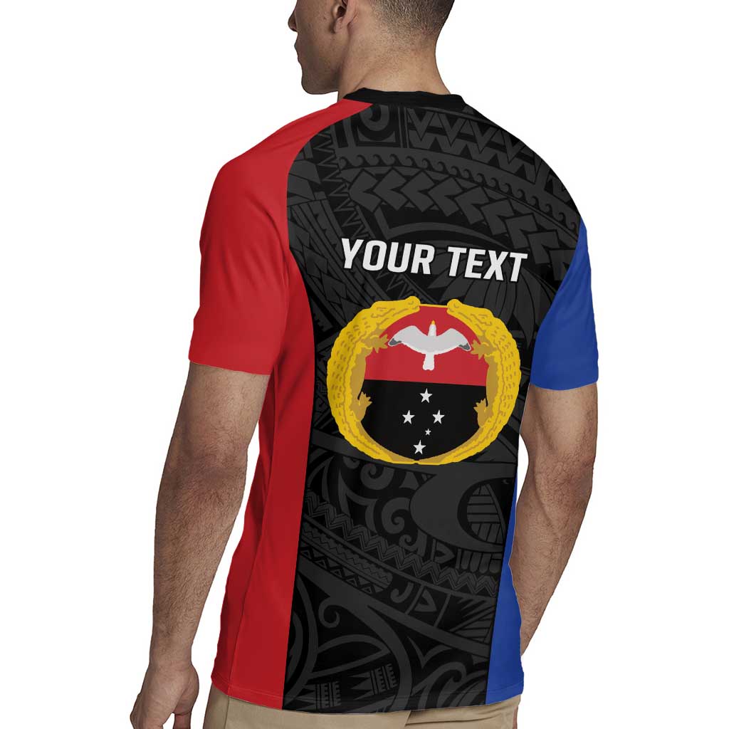 Personalised PNG Gulf Province Rugby Jersey Bird of Paradise Tattoo Flag Motif - Polynesian Pride