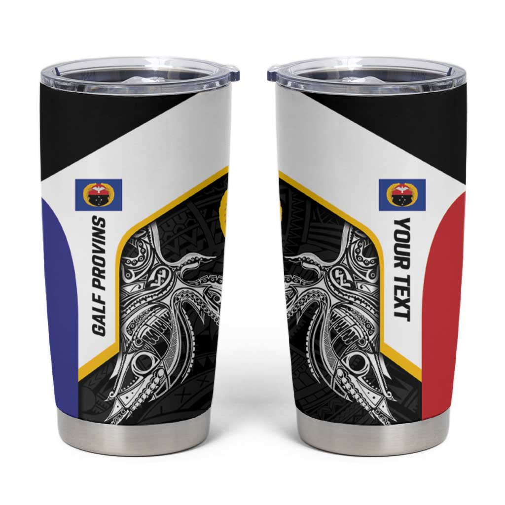 Personalised PNG Gulf Province Tumbler Cup Bird of Paradise Tattoo Flag Motif - Polynesian Pride
