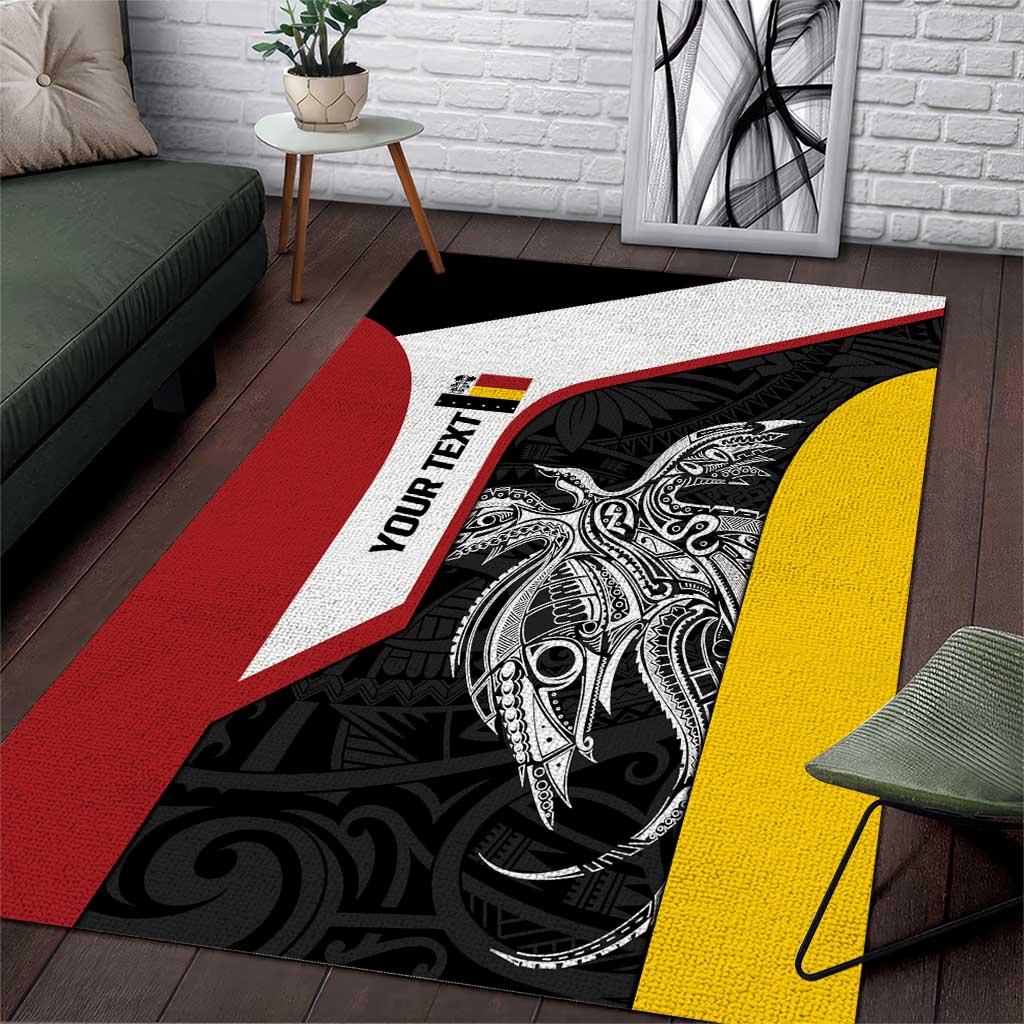Personalised PNG Madang Province Area Rug Bird of Paradise Tattoo Flag Motif - Polynesian Pride