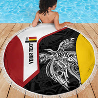 Personalised PNG Madang Province Beach Blanket Bird of Paradise Tattoo Flag Motif - Polynesian Pride