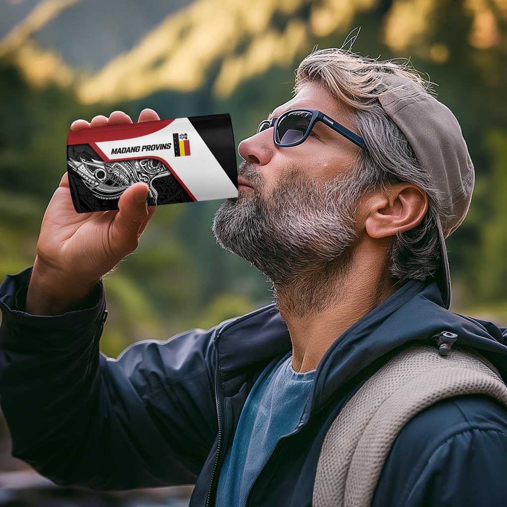 Personalised PNG Madang Province 4 in 1 Can Cooler Tumbler Bird of Paradise Tattoo Flag Motif - Polynesian Pride