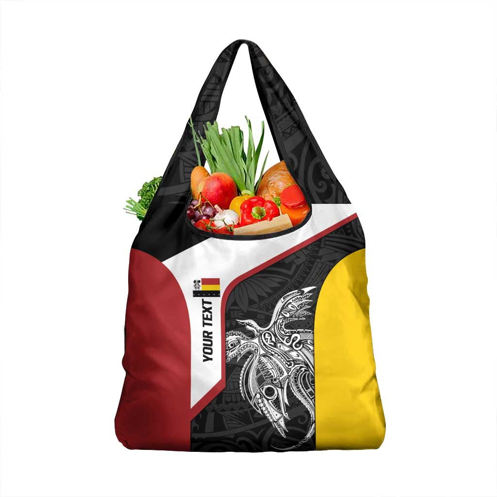 Personalised PNG Madang Province Grocery Bag Bird of Paradise Tattoo Flag Motif - Polynesian Pride