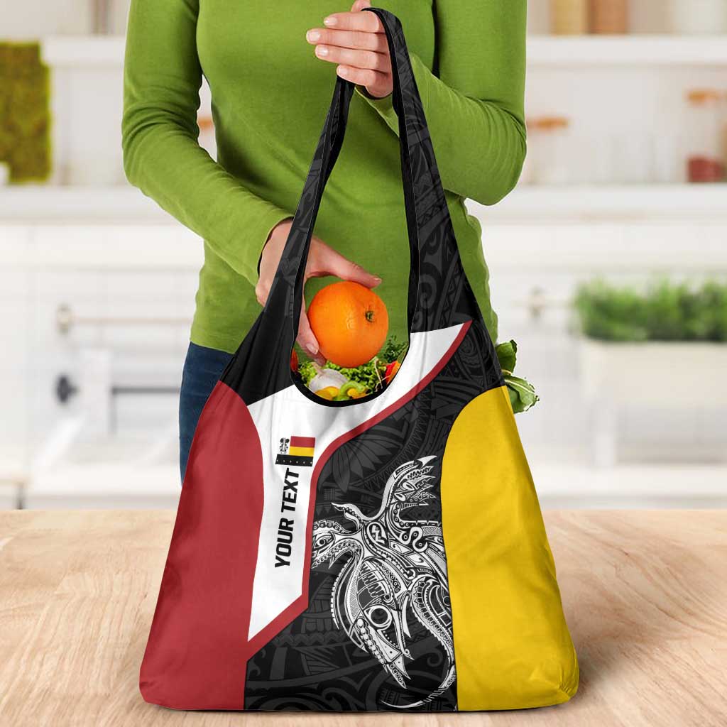 Personalised PNG Madang Province Grocery Bag Bird of Paradise Tattoo Flag Motif - Polynesian Pride