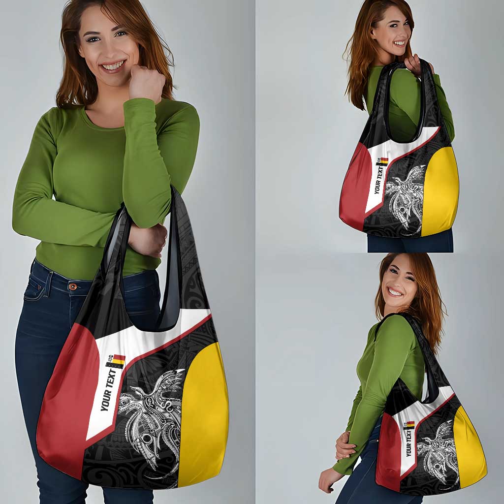 Personalised PNG Madang Province Grocery Bag Bird of Paradise Tattoo Flag Motif - Polynesian Pride