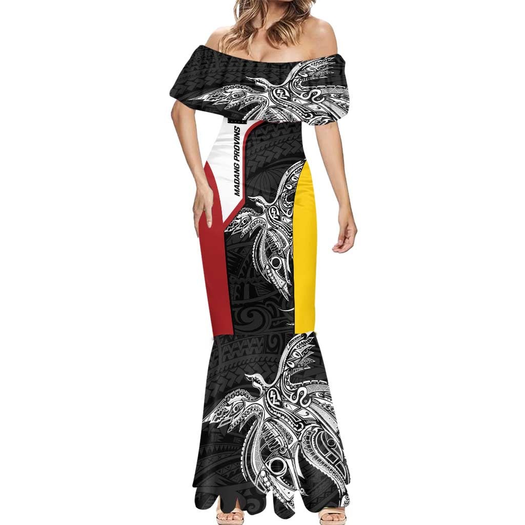 Personalised PNG Madang Province Mermaid Dress Bird of Paradise Tattoo Flag Motif - Polynesian Pride