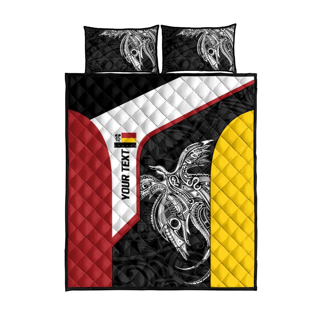 Personalised PNG Madang Province Quilt Bed Set Bird of Paradise Tattoo Flag Motif - Polynesian Pride
