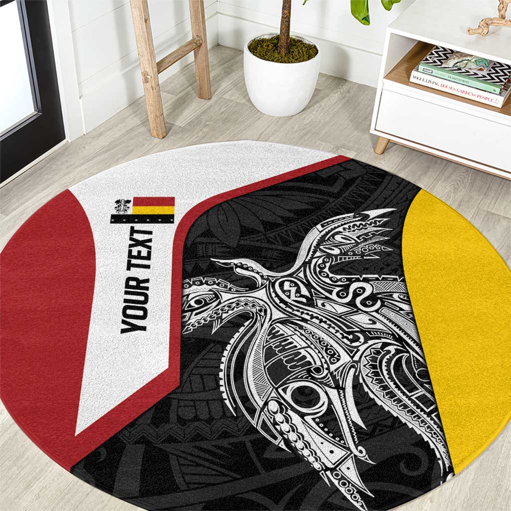 Personalised PNG Madang Province Round Carpet Bird of Paradise Tattoo Flag Motif - Polynesian Pride