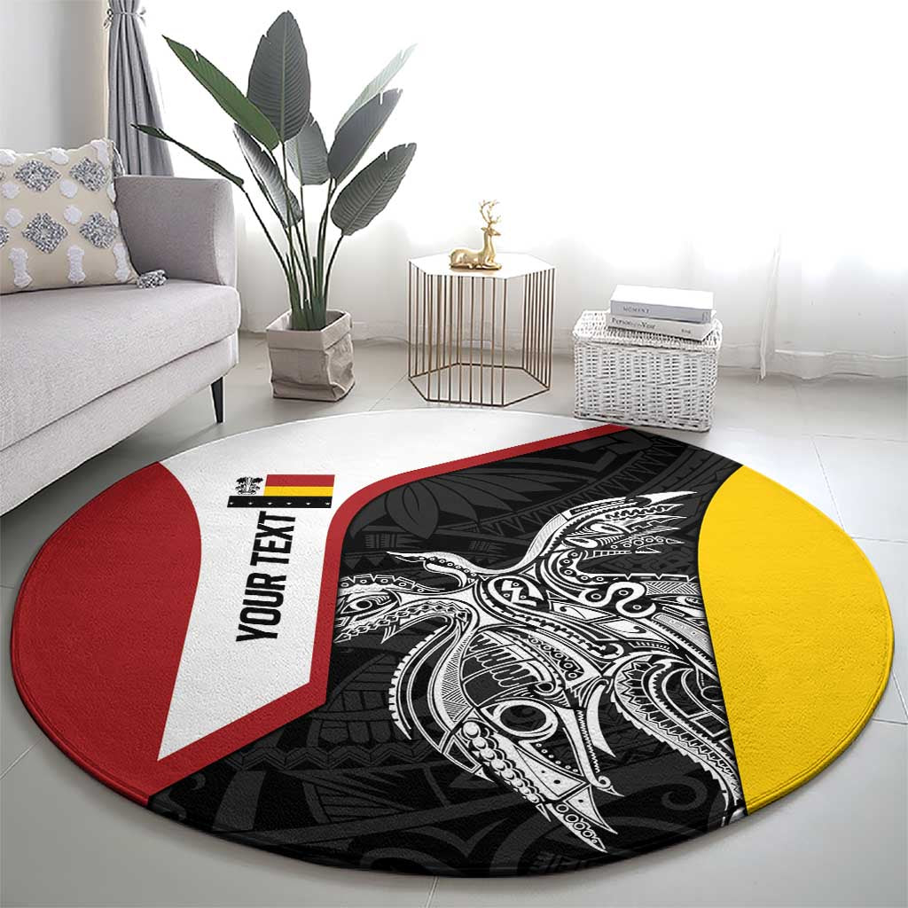 Personalised PNG Madang Province Round Carpet Bird of Paradise Tattoo Flag Motif - Polynesian Pride