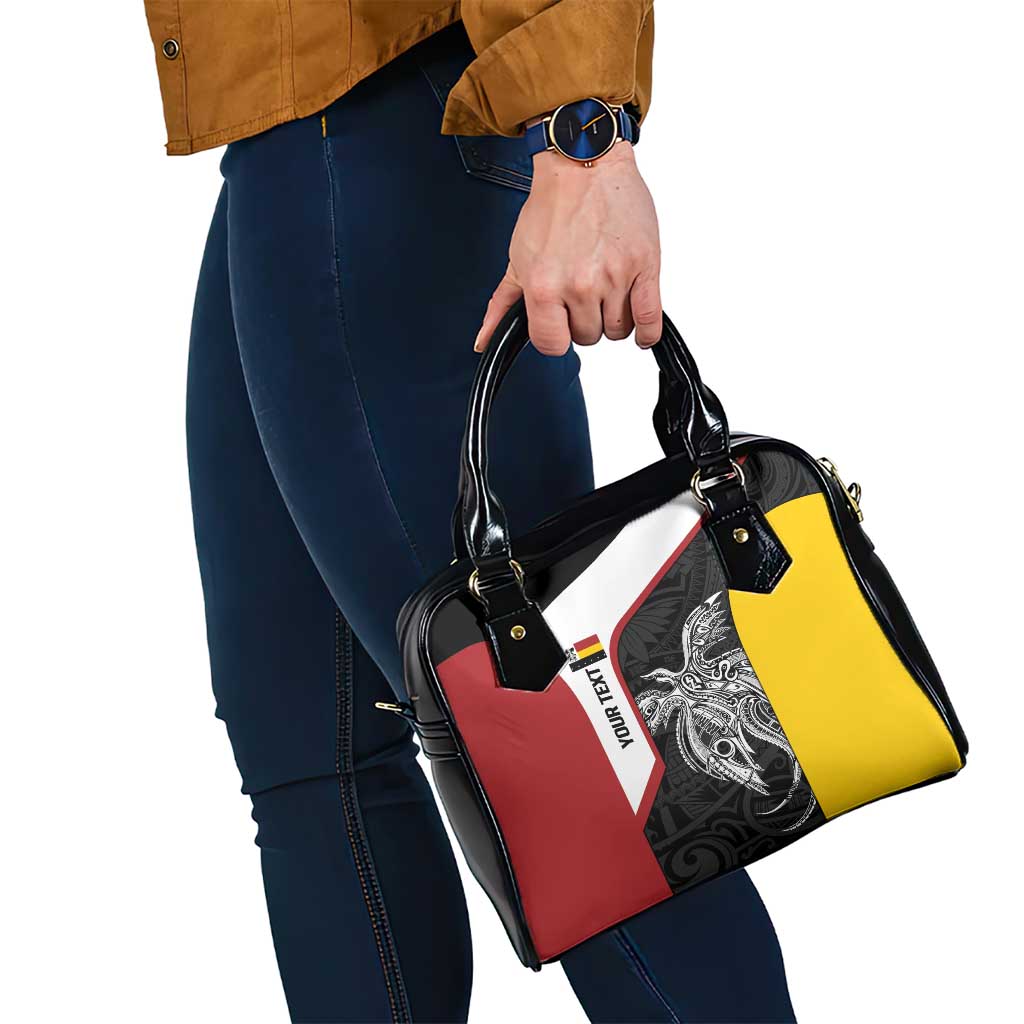 Personalised PNG Madang Province Shoulder Handbag Bird of Paradise Tattoo Flag Motif - Polynesian Pride