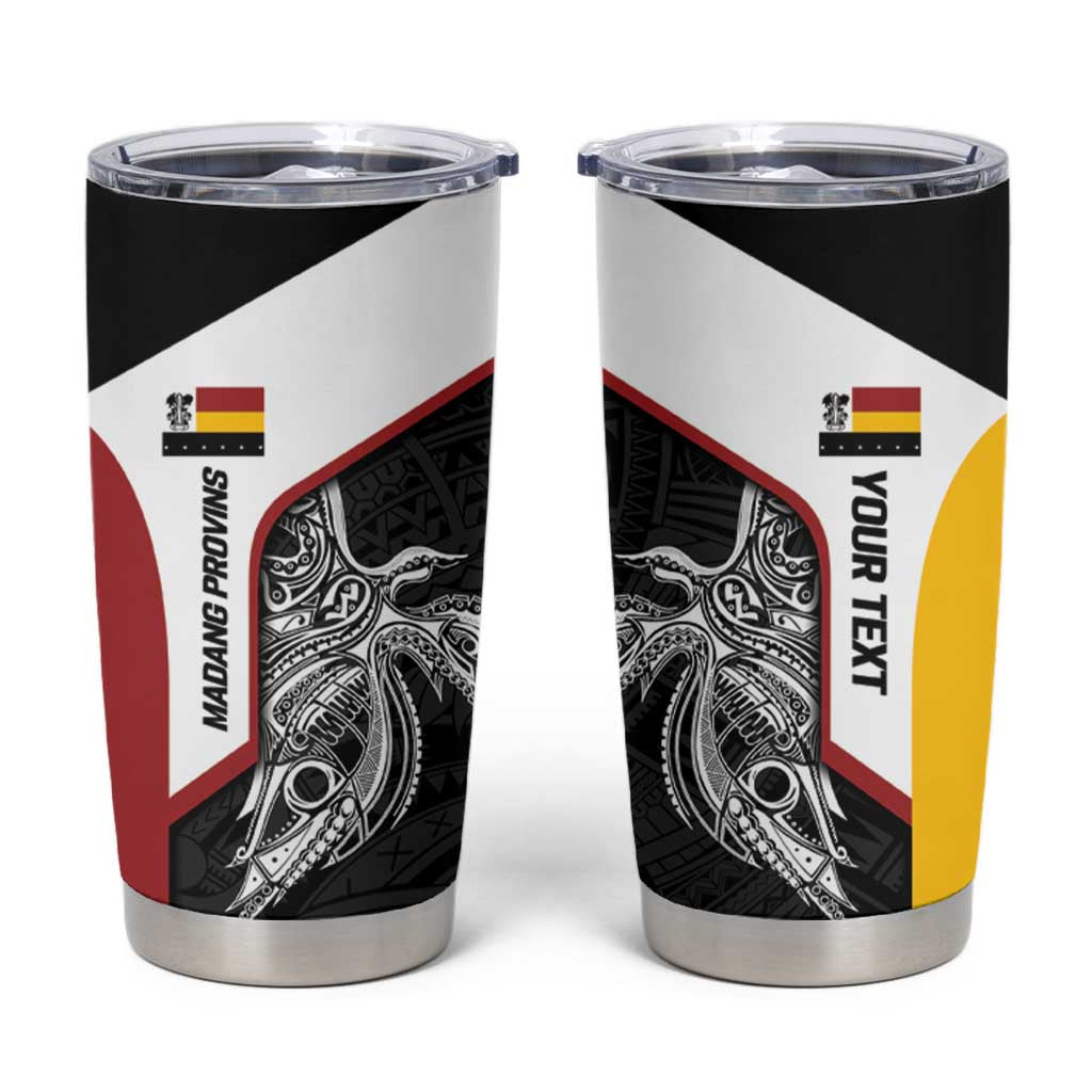 Personalised PNG Madang Province Tumbler Cup Bird of Paradise Tattoo Flag Motif - Polynesian Pride