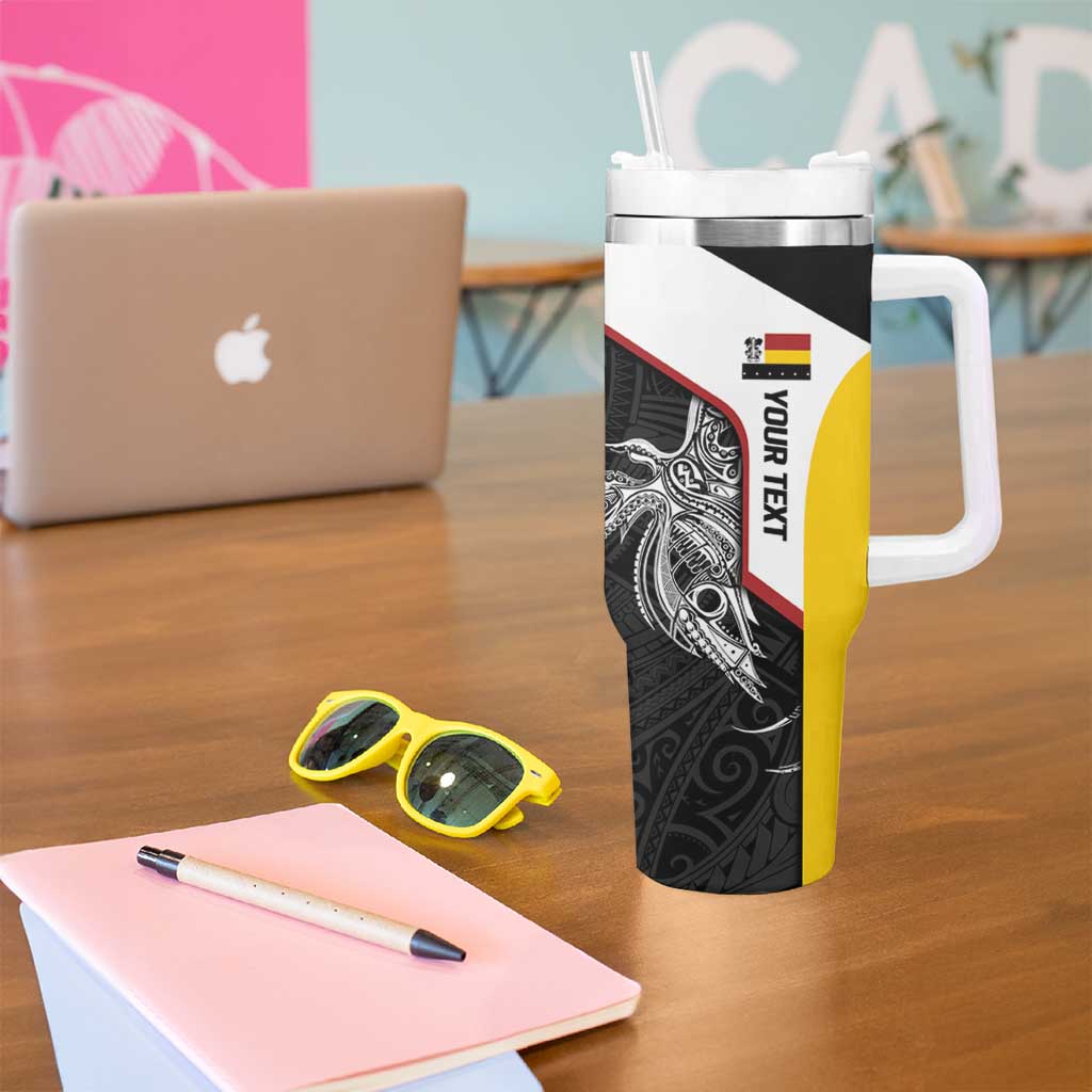 Personalised PNG Madang Province Tumbler With Handle Bird of Paradise Tattoo Flag Motif - Polynesian Pride