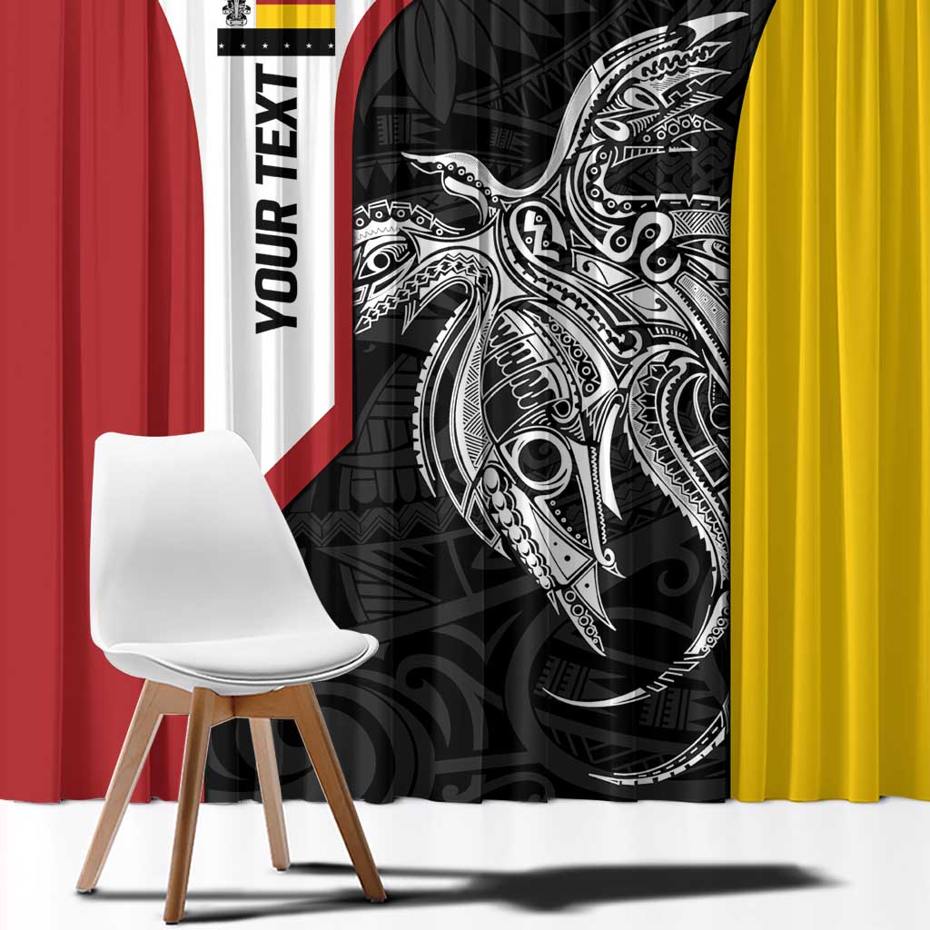 Personalised PNG Madang Province Window Curtain Bird of Paradise Tattoo Flag Motif - Polynesian Pride