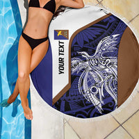 Personalised PNG Manus Province Beach Blanket Bird of Paradise Tattoo Flag Motif - Polynesian Pride