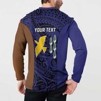 Personalised PNG Manus Province Button Sweatshirt Bird of Paradise Tattoo Flag Motif - Polynesian Pride