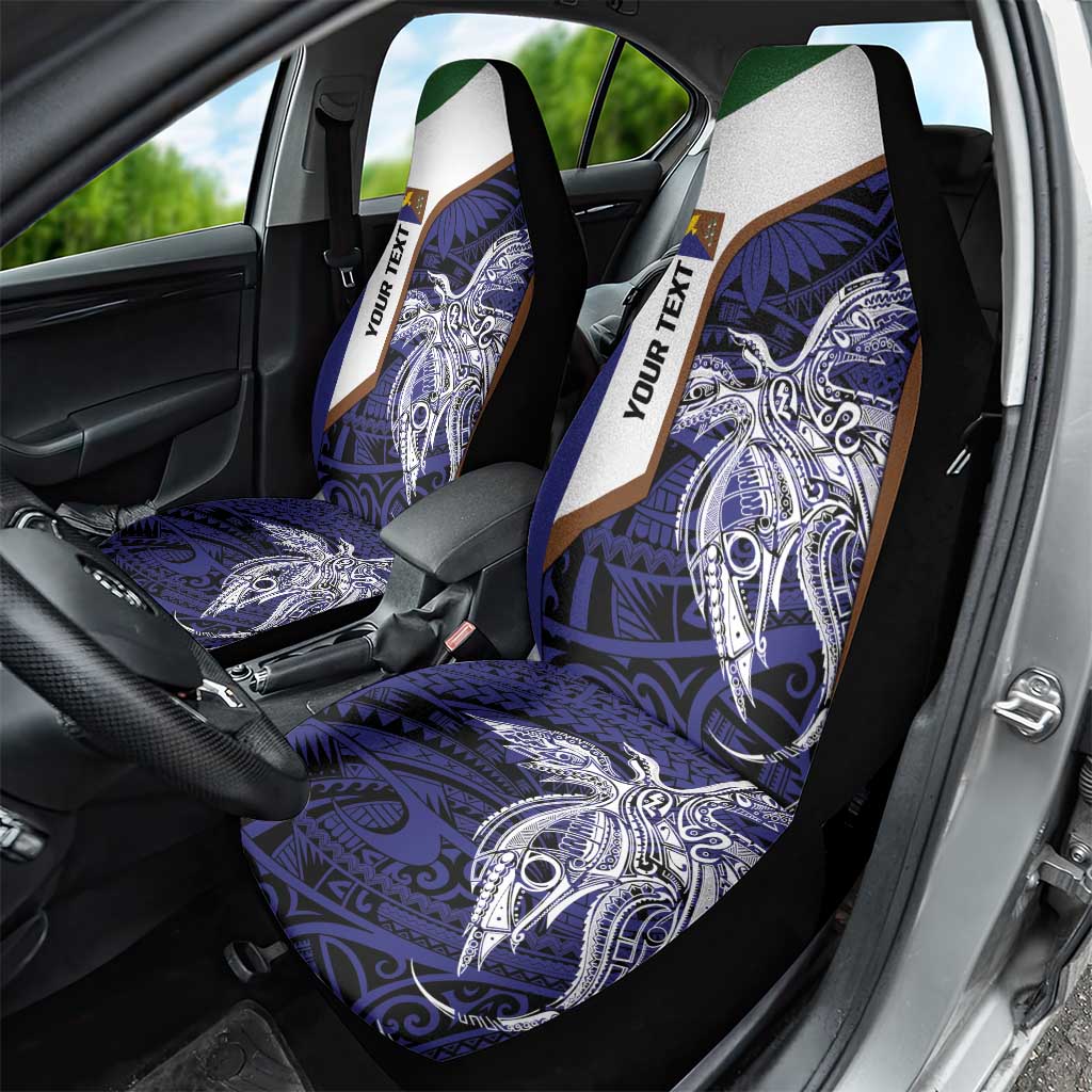 Personalised PNG Manus Province Car Seat Cover Bird of Paradise Tattoo Flag Motif - Polynesian Pride