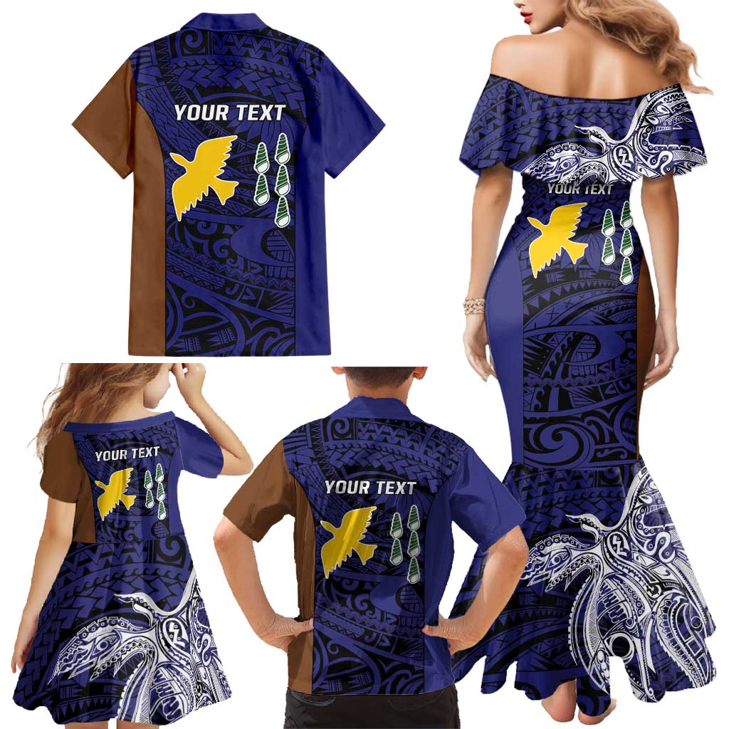 Personalised PNG Manus Province Family Matching Mermaid Dress and Hawaiian Shirt Bird of Paradise Tattoo Flag Motif - Polynesian Pride