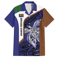 Personalised PNG Manus Province Family Matching Off The Shoulder Long Sleeve Dress and Hawaiian Shirt Bird of Paradise Tattoo Flag Motif - Polynesian Pride