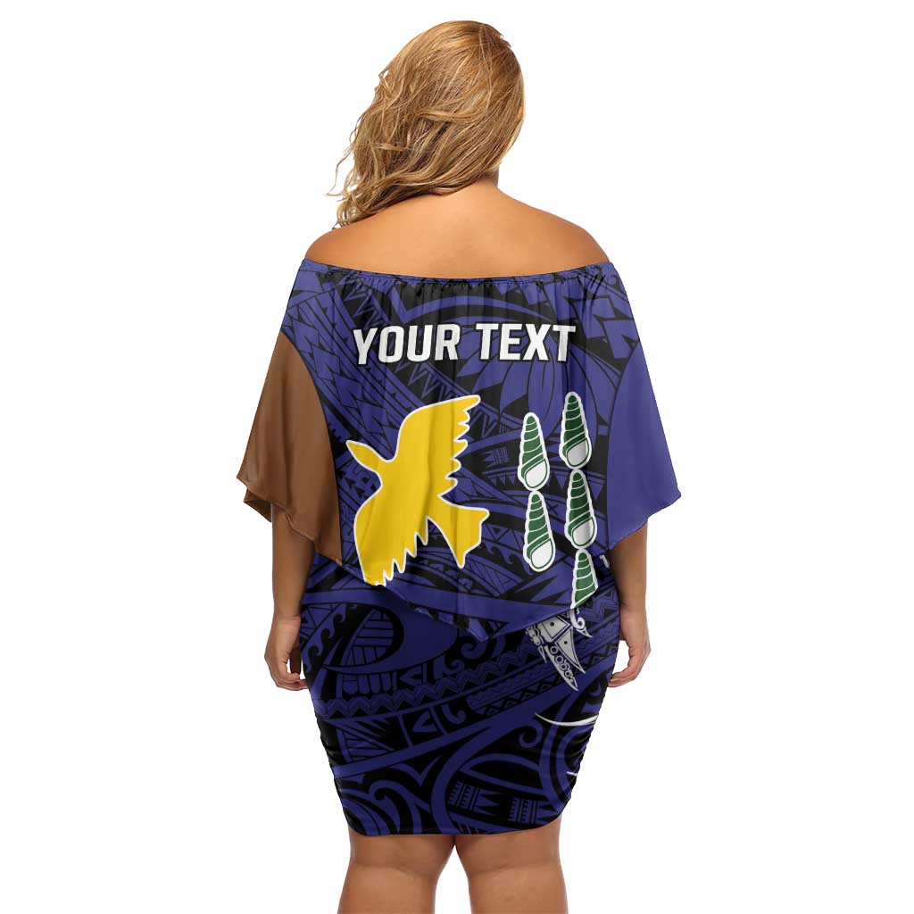 Personalised PNG Manus Province Family Matching Off Shoulder Short Dress and Hawaiian Shirt Bird of Paradise Tattoo Flag Motif - Polynesian Pride