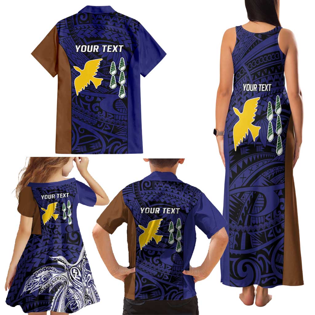 Personalised PNG Manus Province Family Matching Tank Maxi Dress and Hawaiian Shirt Bird of Paradise Tattoo Flag Motif - Polynesian Pride