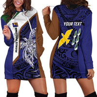 Personalised PNG Manus Province Hoodie Dress Bird of Paradise Tattoo Flag Motif - Polynesian Pride