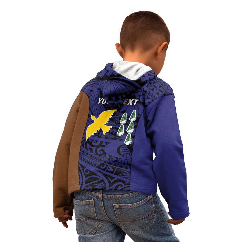 Personalised PNG Manus Province Kid Hoodie Bird of Paradise Tattoo Flag Motif - Polynesian Pride