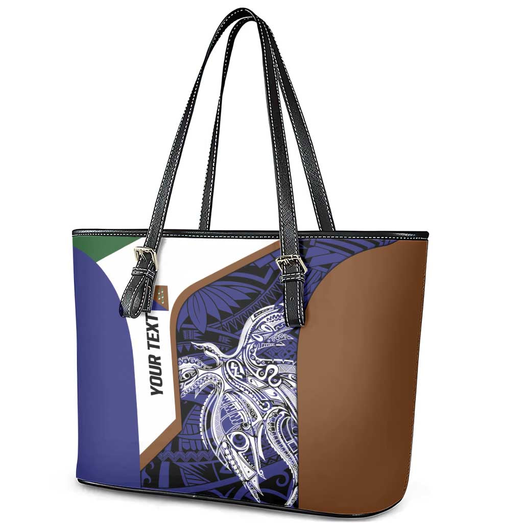 Personalised PNG Manus Province Leather Tote Bag Bird of Paradise Tattoo Flag Motif - Polynesian Pride