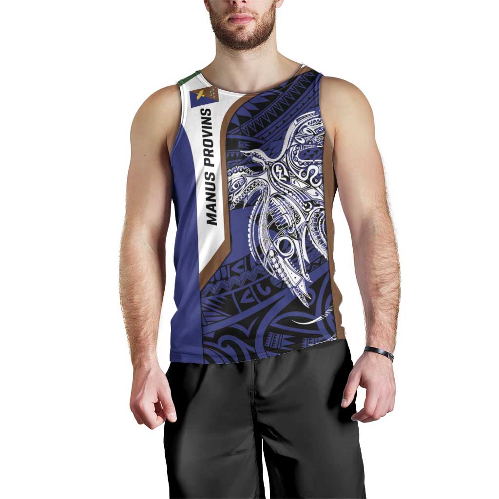 Personalised PNG Manus Province Men Tank Top Bird of Paradise Tattoo Flag Motif - Polynesian Pride