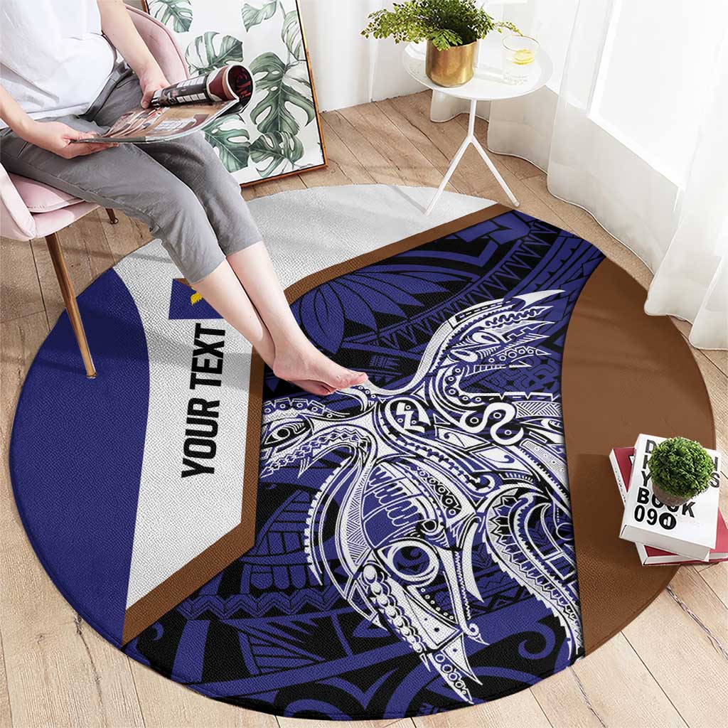 Personalised PNG Manus Province Round Carpet Bird of Paradise Tattoo Flag Motif - Polynesian Pride