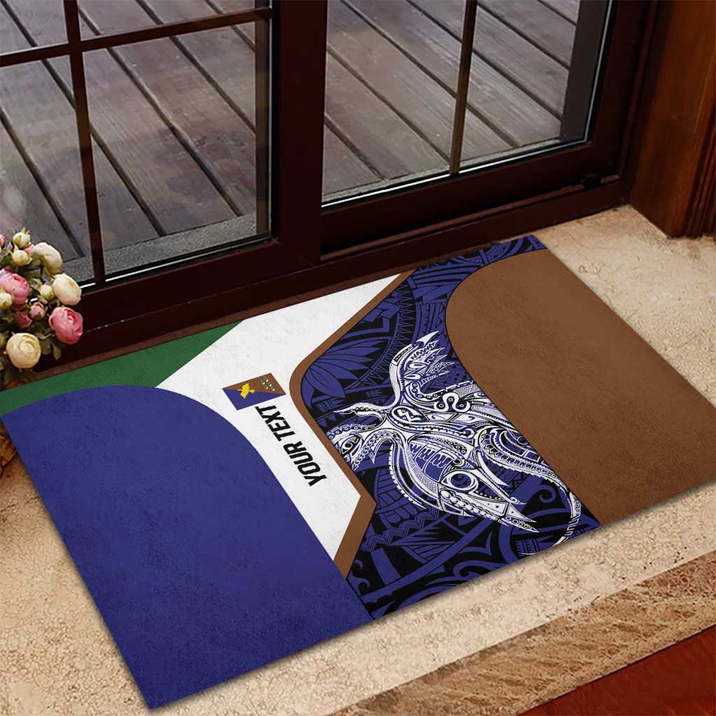 Personalised PNG Manus Province Rubber Doormat Bird of Paradise Tattoo Flag Motif - Polynesian Pride