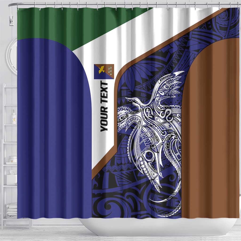 Personalised PNG Manus Province Shower Curtain Bird of Paradise Tattoo Flag Motif - Polynesian Pride