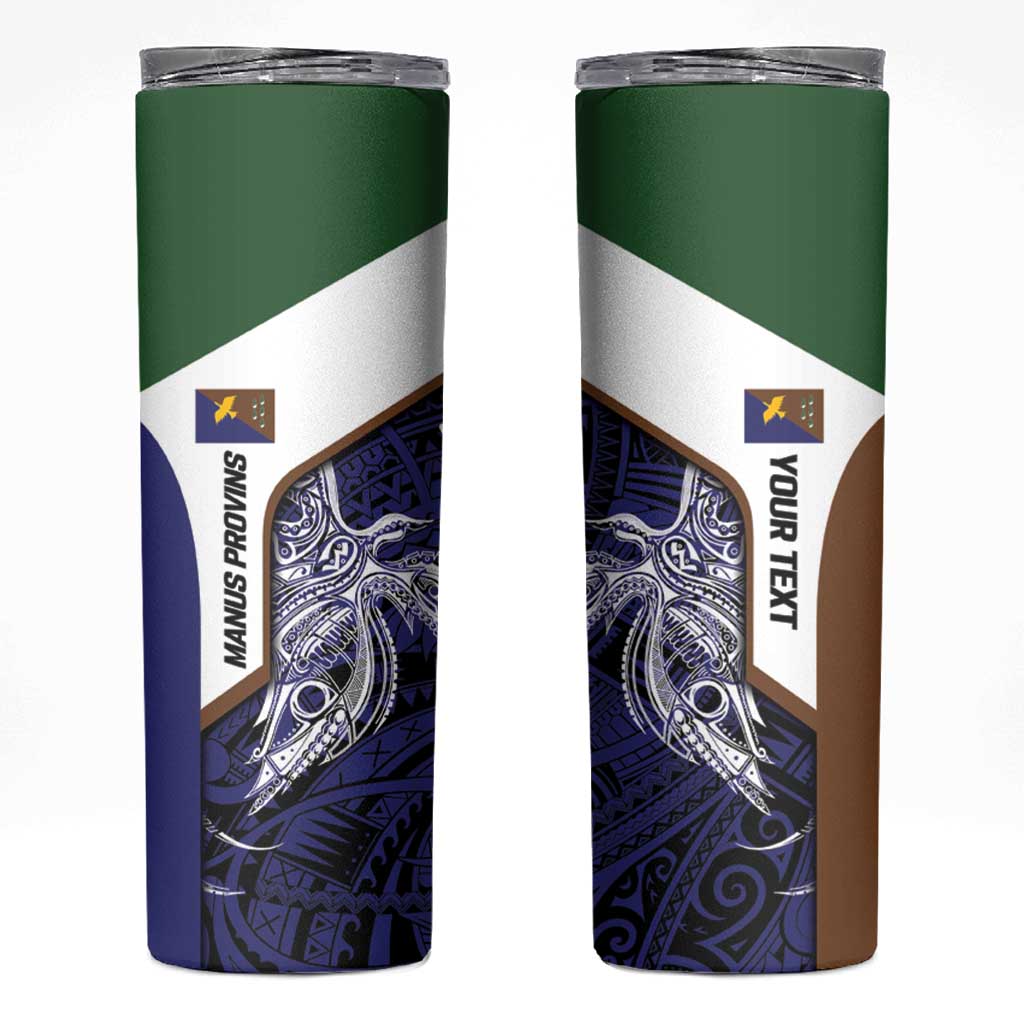 Personalised PNG Manus Province Skinny Tumbler Bird of Paradise Tattoo Flag Motif - Polynesian Pride