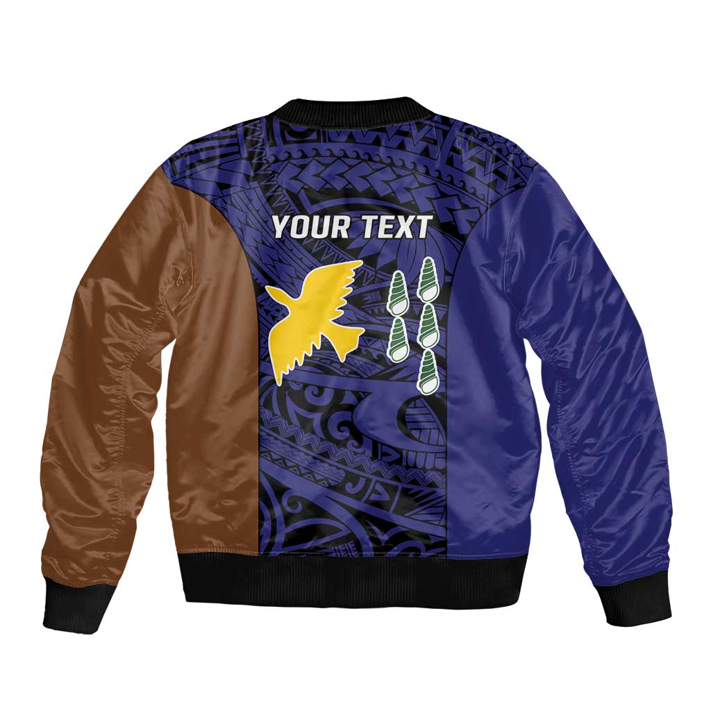 Personalised PNG Manus Province Sleeve Zip Bomber Jacket Bird of Paradise Tattoo Flag Motif - Polynesian Pride